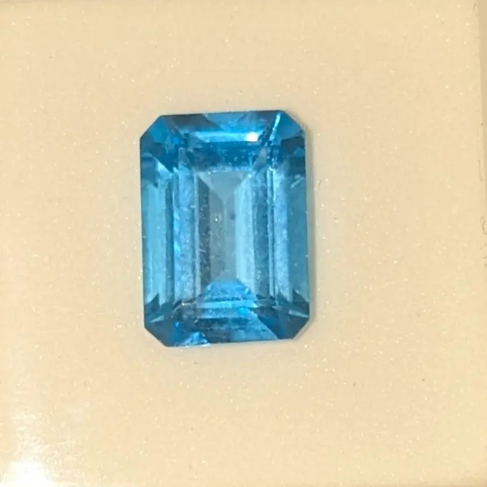 Brilliant Blue Topaz Swiss Emerald Cut Gemstone